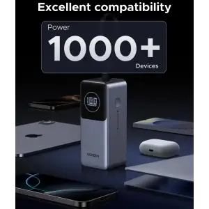Зовнішній акумулятор Ugreen 20000mAh 130W PD/QC, USB-A, USB-С In/Out with built-in USB-C cable (PB723) Gray (55365B) UA