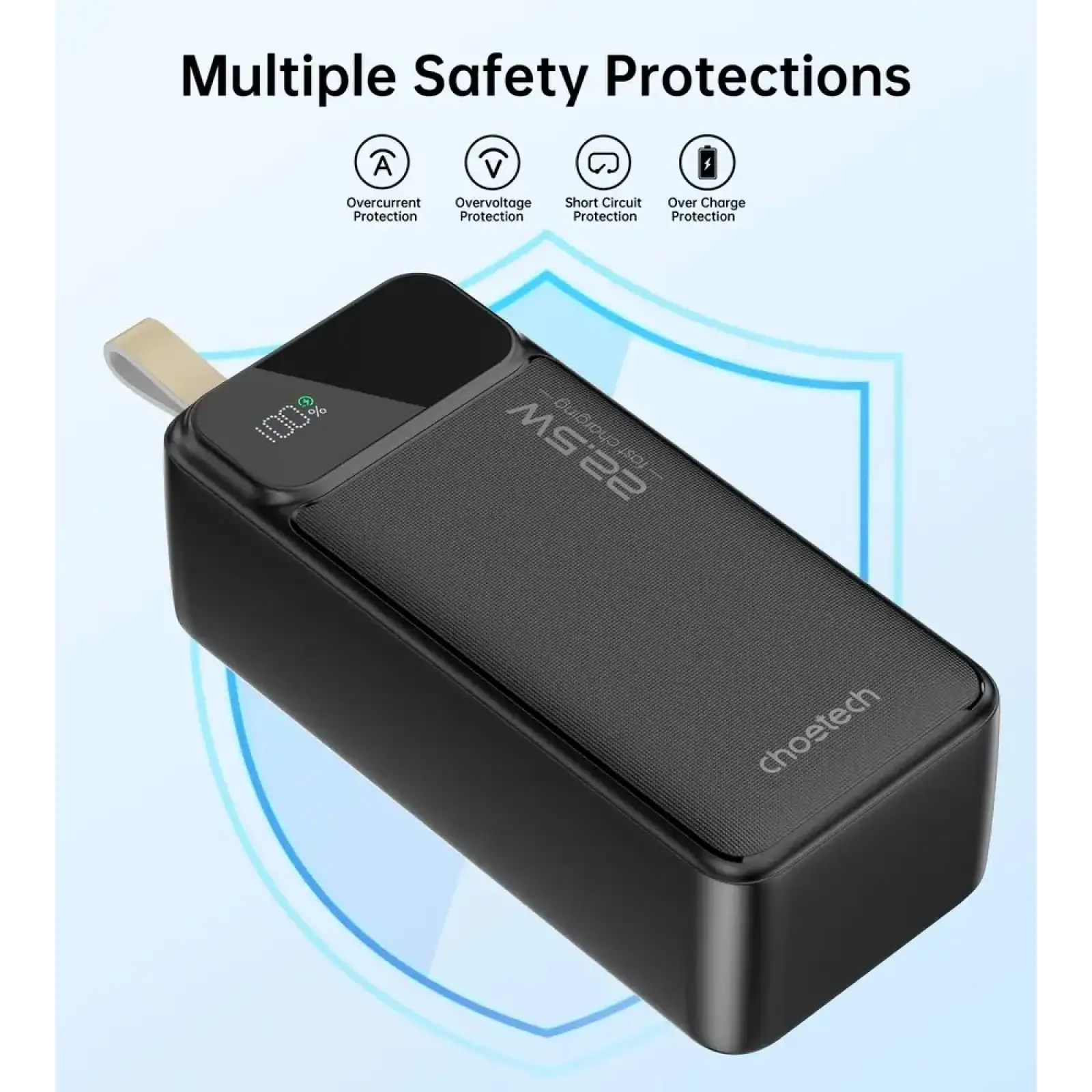 Зовнішній акумулятор Choetech 40000mAh, 22,5W PD QC3.0, USB-C In/out, 2xUSB-A Li-pol чорна (B731-ACBK) UA
