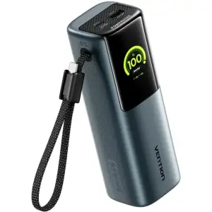 Зовнішній акумулятор Vention 20000mAh 165W PD3.1, USB-A, USB-C In/Out, with Built-in USB-C cable, TFT Display, Gray (FKFH0) UA