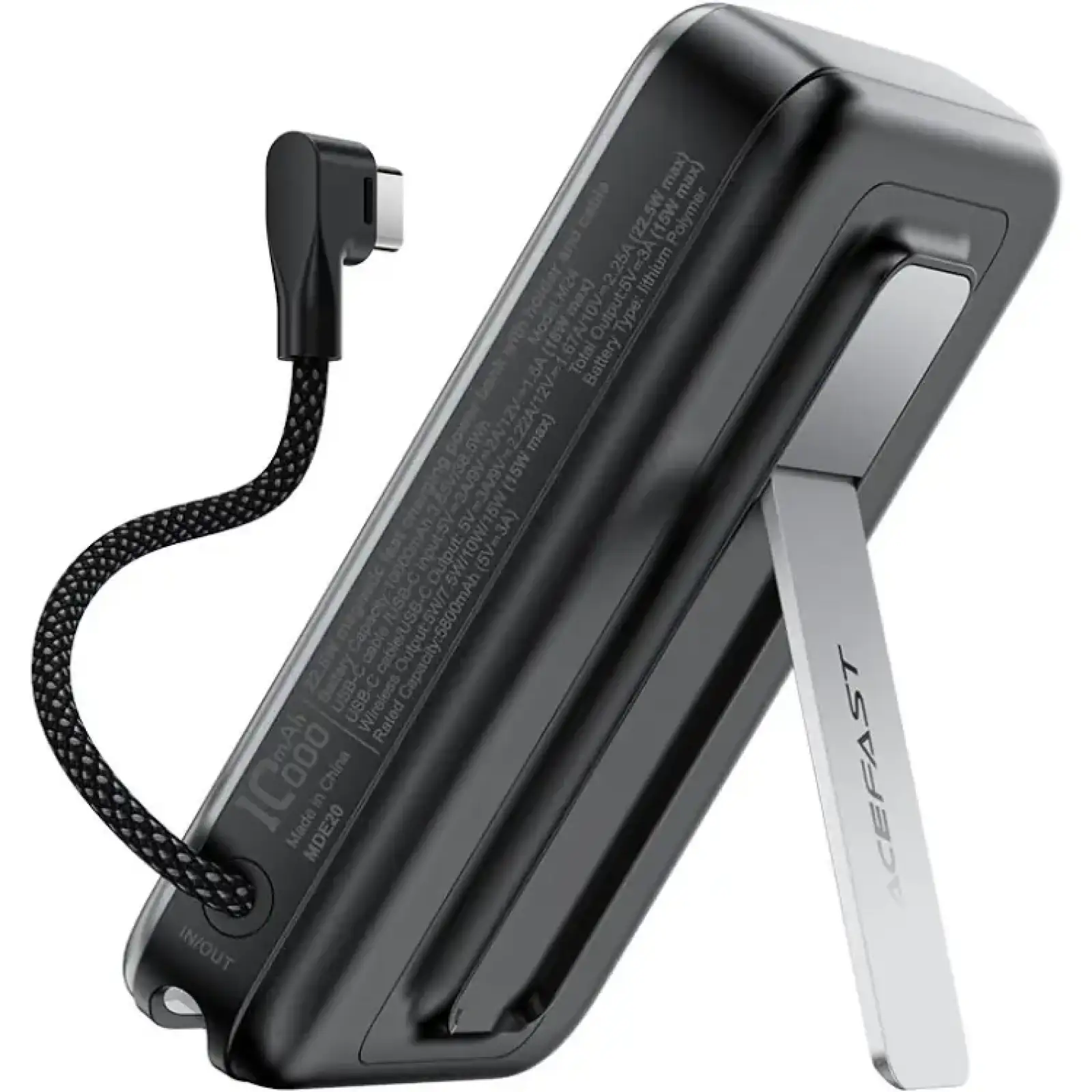 Зовнішній акумулятор Acefast Magnetic Wireless 10000mAh 22.5W PD,QC 3.0 USB-C In/Out, QI 15W M24 Metal Gray (6974316284871) UA