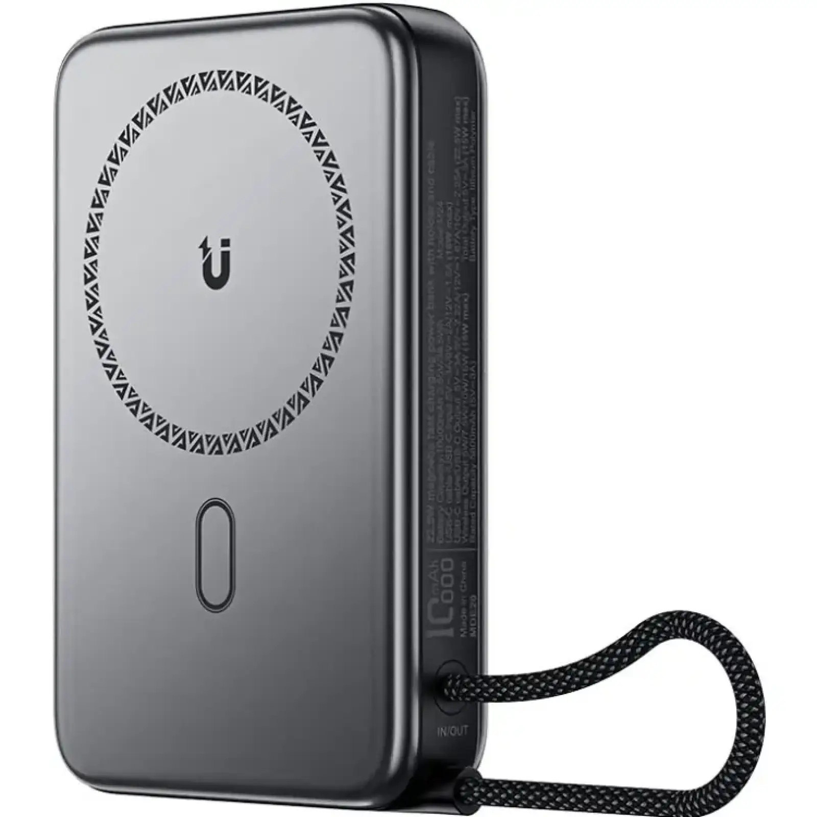 Зовнішній акумулятор Acefast Magnetic Wireless 10000mAh 22.5W PD,QC 3.0 USB-C In/Out, QI 15W M24 Metal Gray (6974316284871) UA