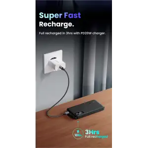 Зовнішній акумулятор Ugreen 10000mAh 20W PD,QC3.0 USB-A+USB-C Black (PB311) (25742) UA