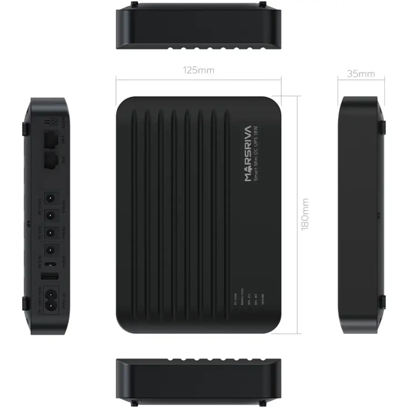 ДБЖ Marsriva DC Router UPS KP5 Max 4xDC+USB+USB-C+PoE OUT, 5V/9V/12V/24V 18W 20000mAh LiFePO4 (KP5 Max_MARSRIVA) UA
