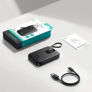 Зовнішній акумулятор Joyroom 10000mAh 22,5W PD,QC, USB-A, USB-C In/Out with built-in USB-C cable Black (JR-PBF17) UA