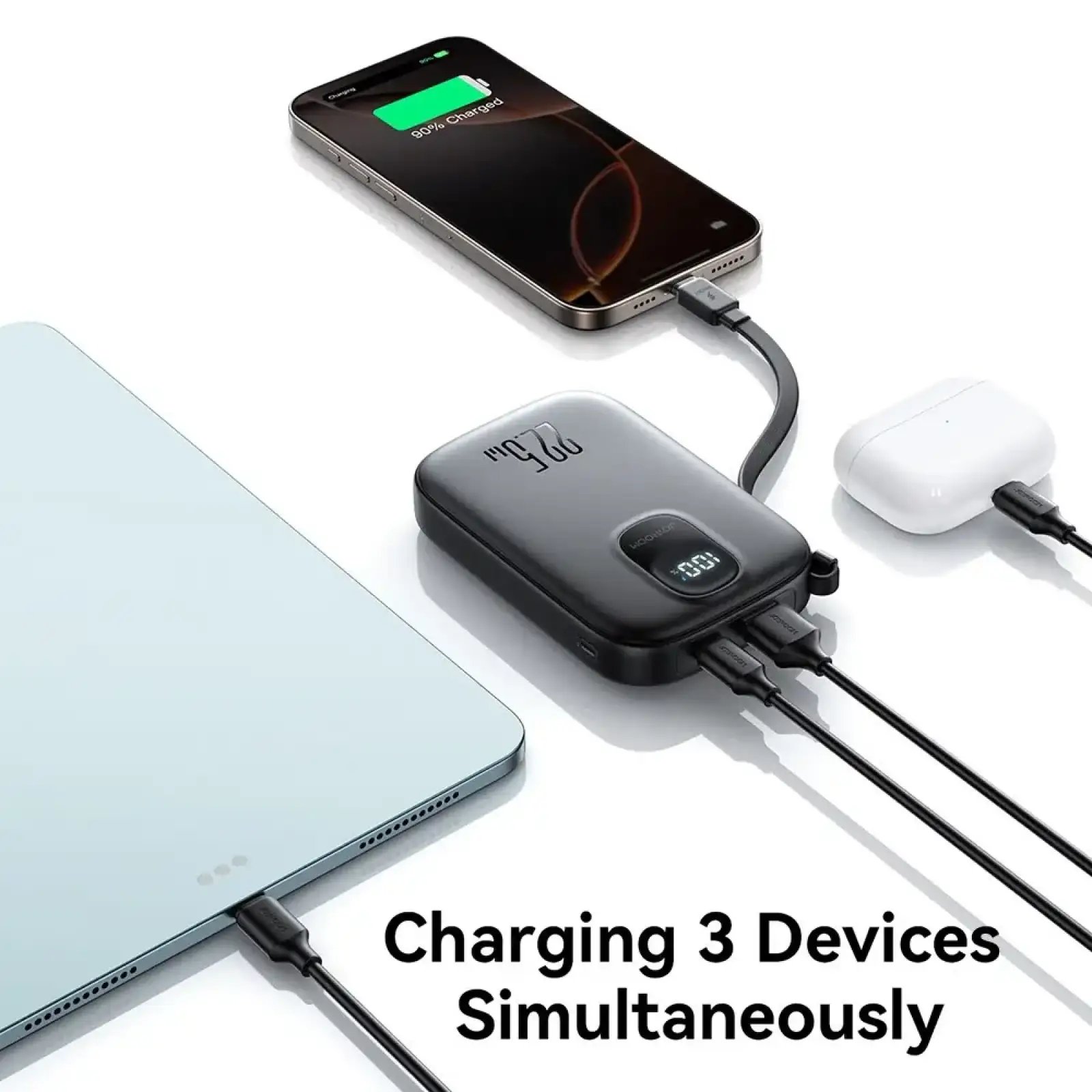 Зовнішній акумулятор Joyroom 10000mAh 22,5W PD,QC, USB-A, USB-C In/Out with built-in USB-C cable Black (JR-PBF17) UA
