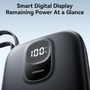 Зовнішній акумулятор Joyroom 10000mAh 22,5W PD,QC, USB-A, USB-C In/Out with built-in USB-C cable Black (JR-PBF17) UA