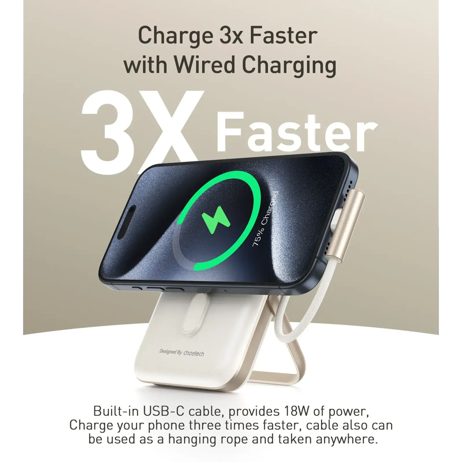 Зовнішній акумулятор Choetech Magnetic Wireless (B735-CCWH) UA