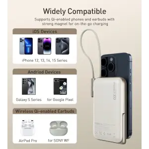 Зовнішній акумулятор Choetech Magnetic Wireless (B735-CCWH) UA