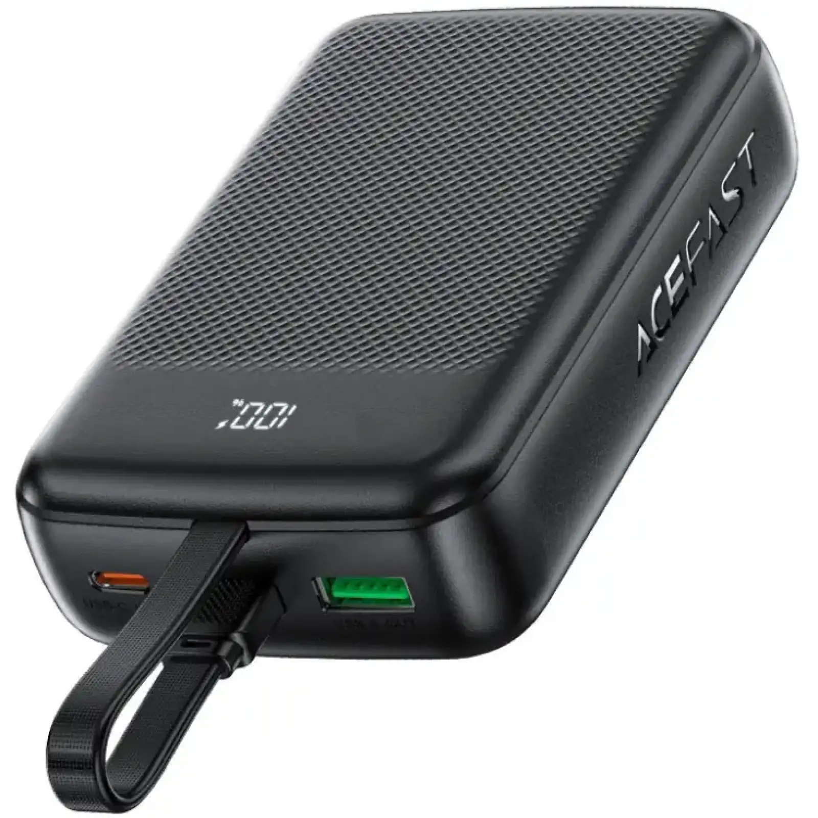 Зовнішній акумулятор Acefast 20000mAh 22,5W PD,QC3.0 USB-A+USB-C In/Out,built-in cable M14 Black (6974316283966) UA