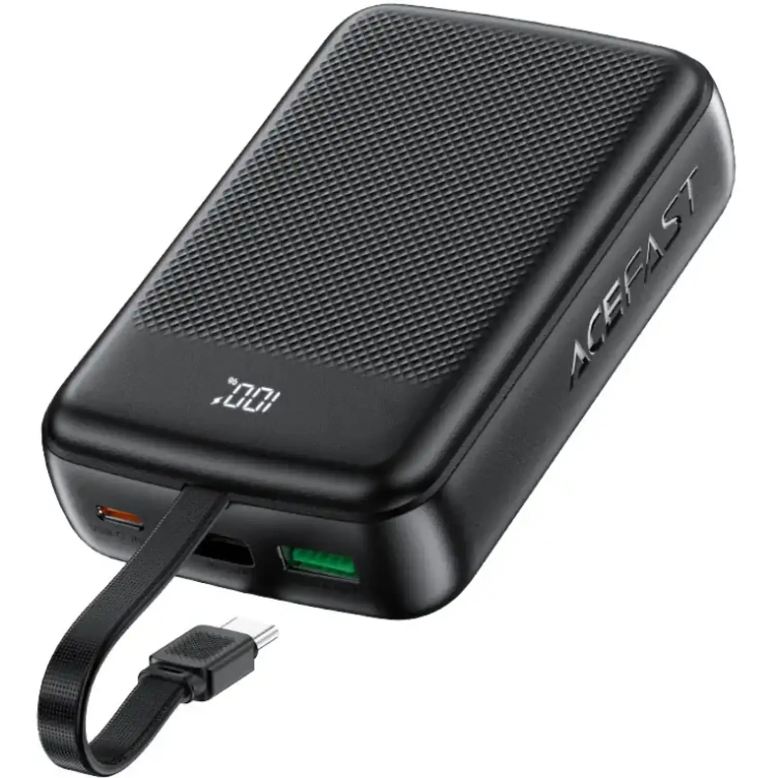 Зовнішній акумулятор Acefast 20000mAh 22,5W PD,QC3.0 USB-A+USB-C In/Out,built-in cable M14 Black (6974316283966) UA