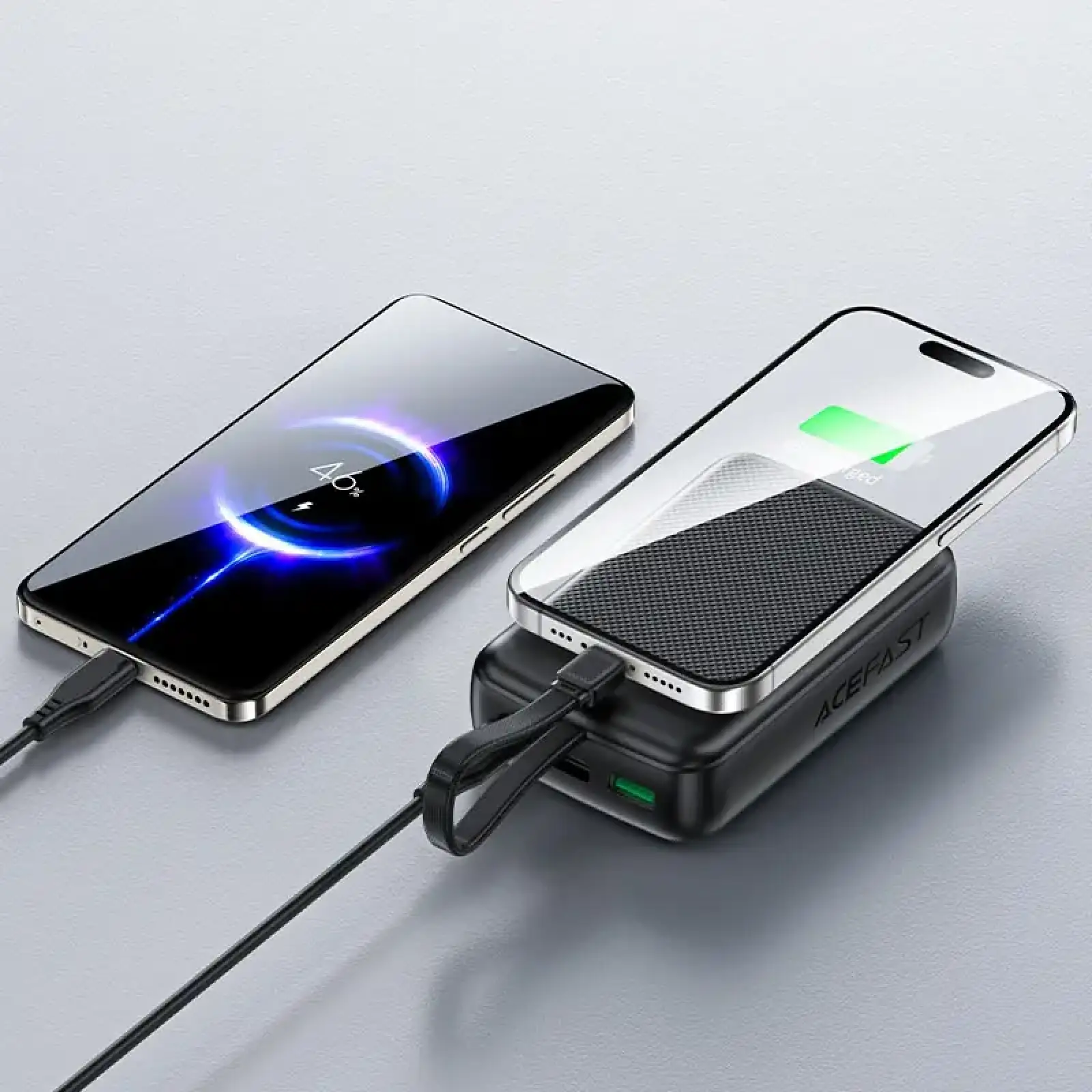 Зовнішній акумулятор Acefast 20000mAh 22,5W PD,QC3.0 USB-A+USB-C In/Out,built-in cable M14 Black (6974316283966) UA