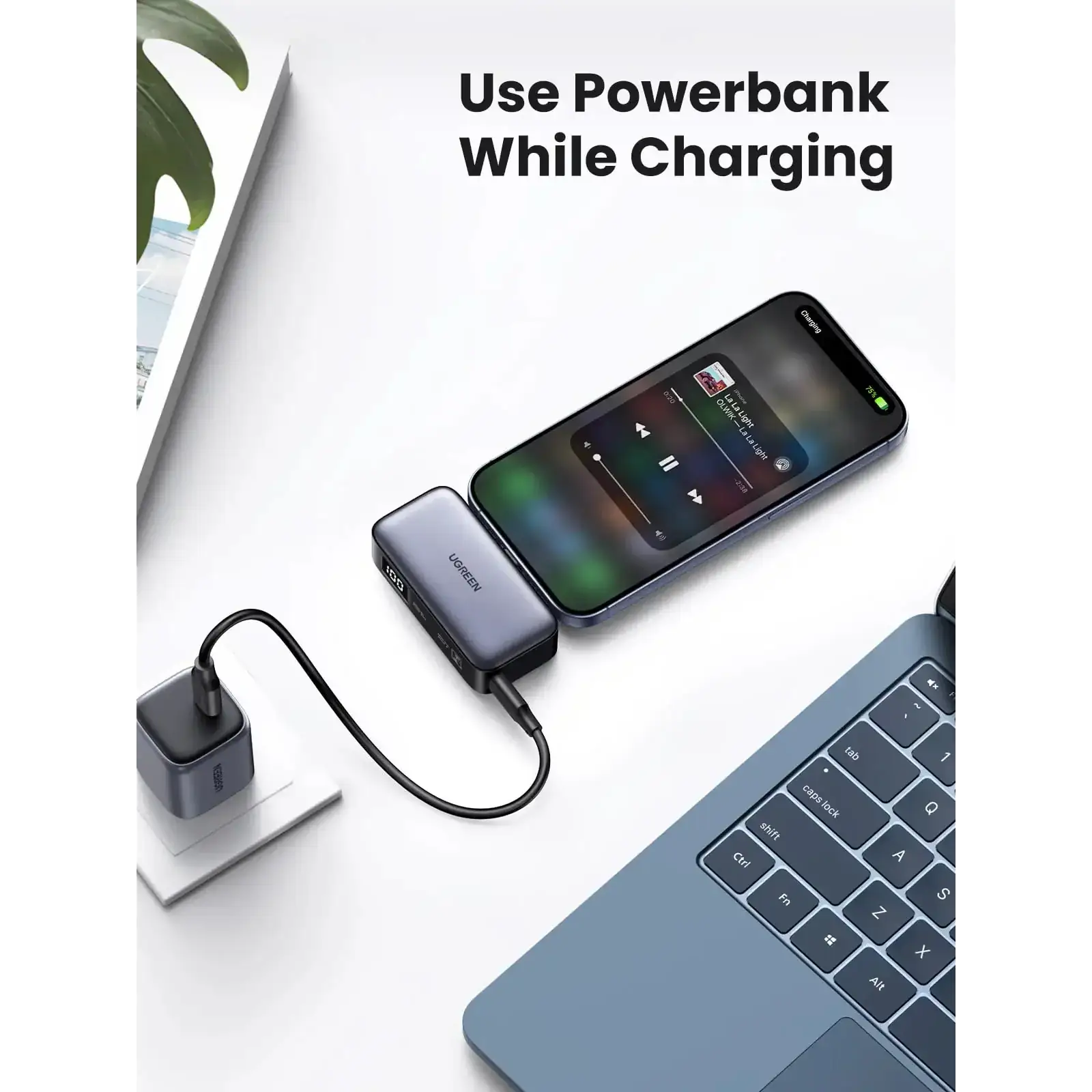 Зовнішній акумулятор Ugreen 5000mAh 22,5W USB-C In/Out, with build-in Type-C connector (PB503) сірий (35338) UA