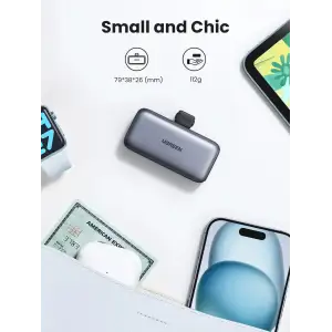 Зовнішній акумулятор Ugreen 5000mAh 22,5W USB-C In/Out, with build-in Type-C connector (PB503) сірий (35338) UA