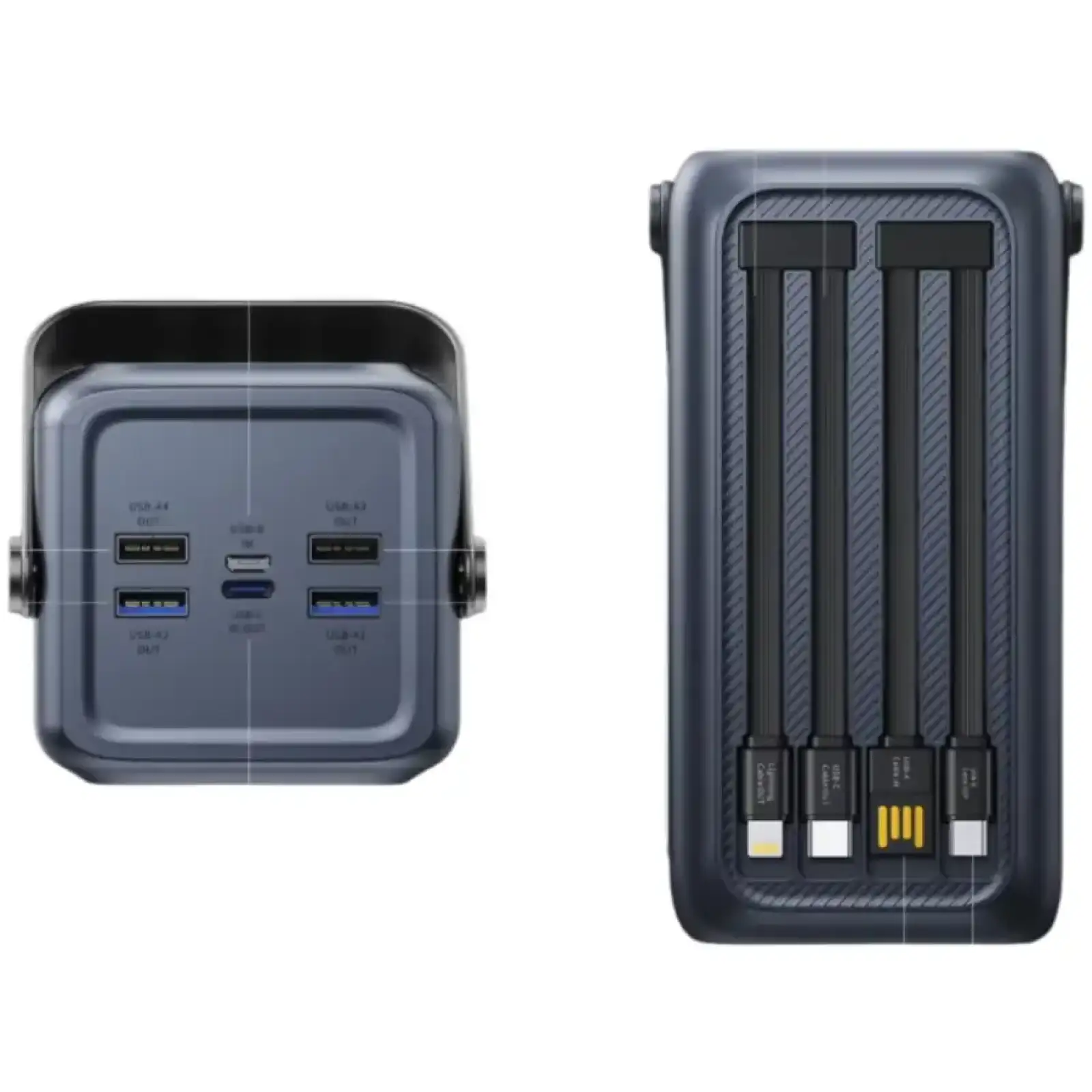 Зовнішній акумулятор Vention 50000mAh 22,5W PD,QC, 4xUSB-A/Micro-B/USB-C/ with Built-in cables Gray (FKWH0) UA