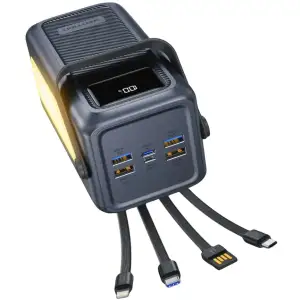 Зовнішній акумулятор Vention 50000mAh 22,5W PD,QC, 4xUSB-A/Micro-B/USB-C/ with Built-in cables Gray (FKWH0) UA