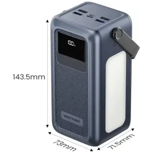 Зовнішній акумулятор Vention 50000mAh 22,5W PD,QC, 4xUSB-A/Micro-B/USB-C/ with Built-in cables Gray (FKWH0) UA