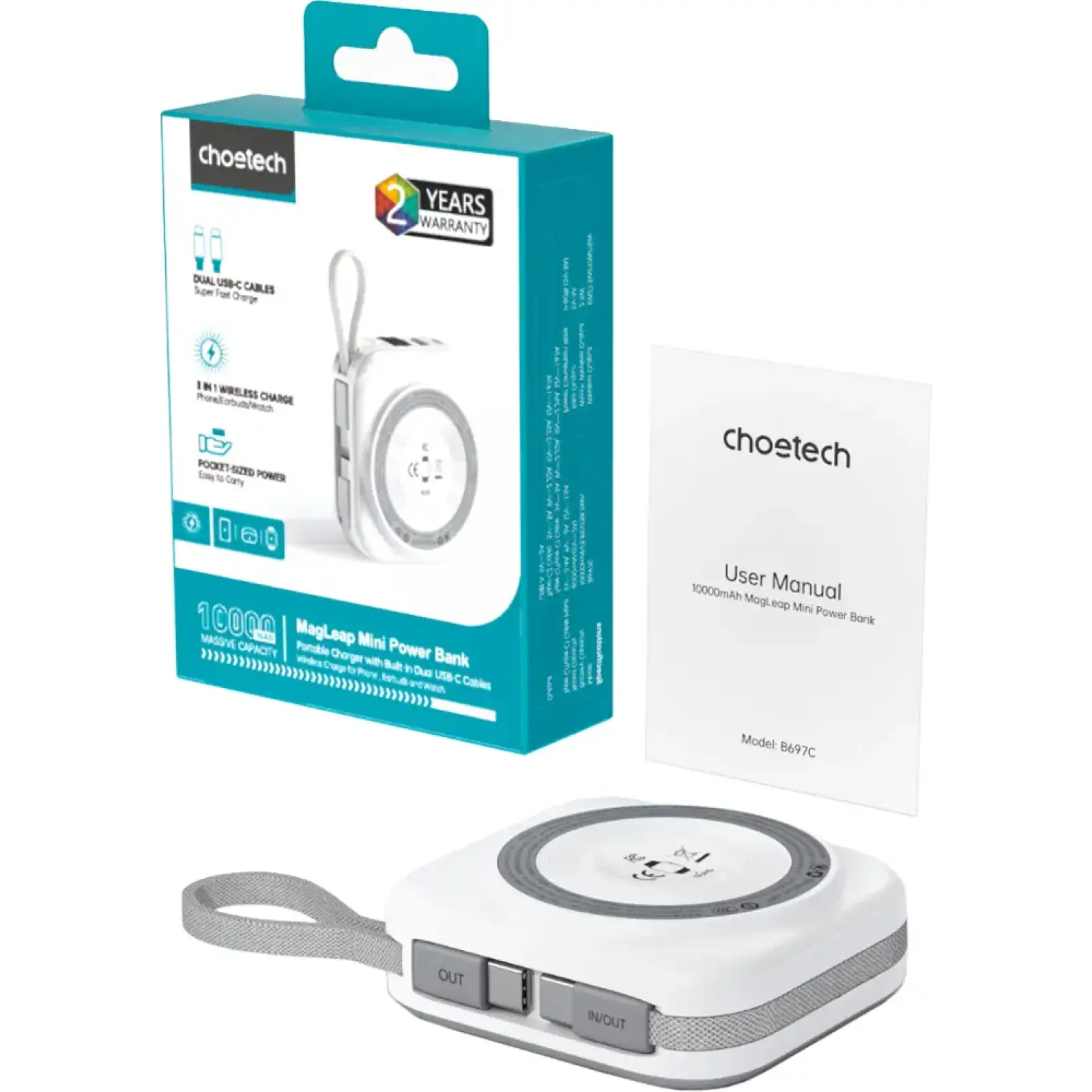 Зовнішній акумулятор Choetech Magnetic Wireless (B697C-WHSL) UA