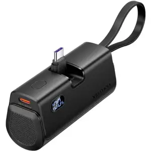 Зовнішній акумулятор Vention 4800mAh 22,5W PD, USB-C In/Out, LED display, with built-in Lightning cable Black (FHQB0) UA