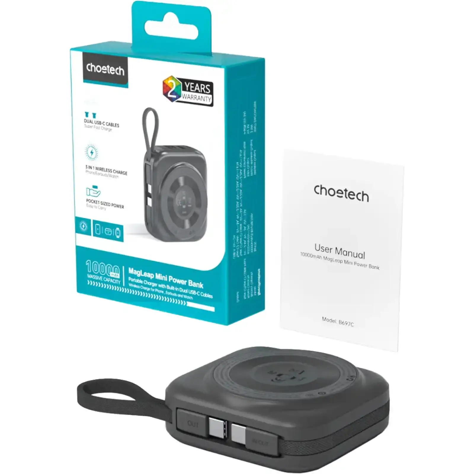 Зовнішній акумулятор Choetech Magnetic Wireless (B697C-BKGY) UA