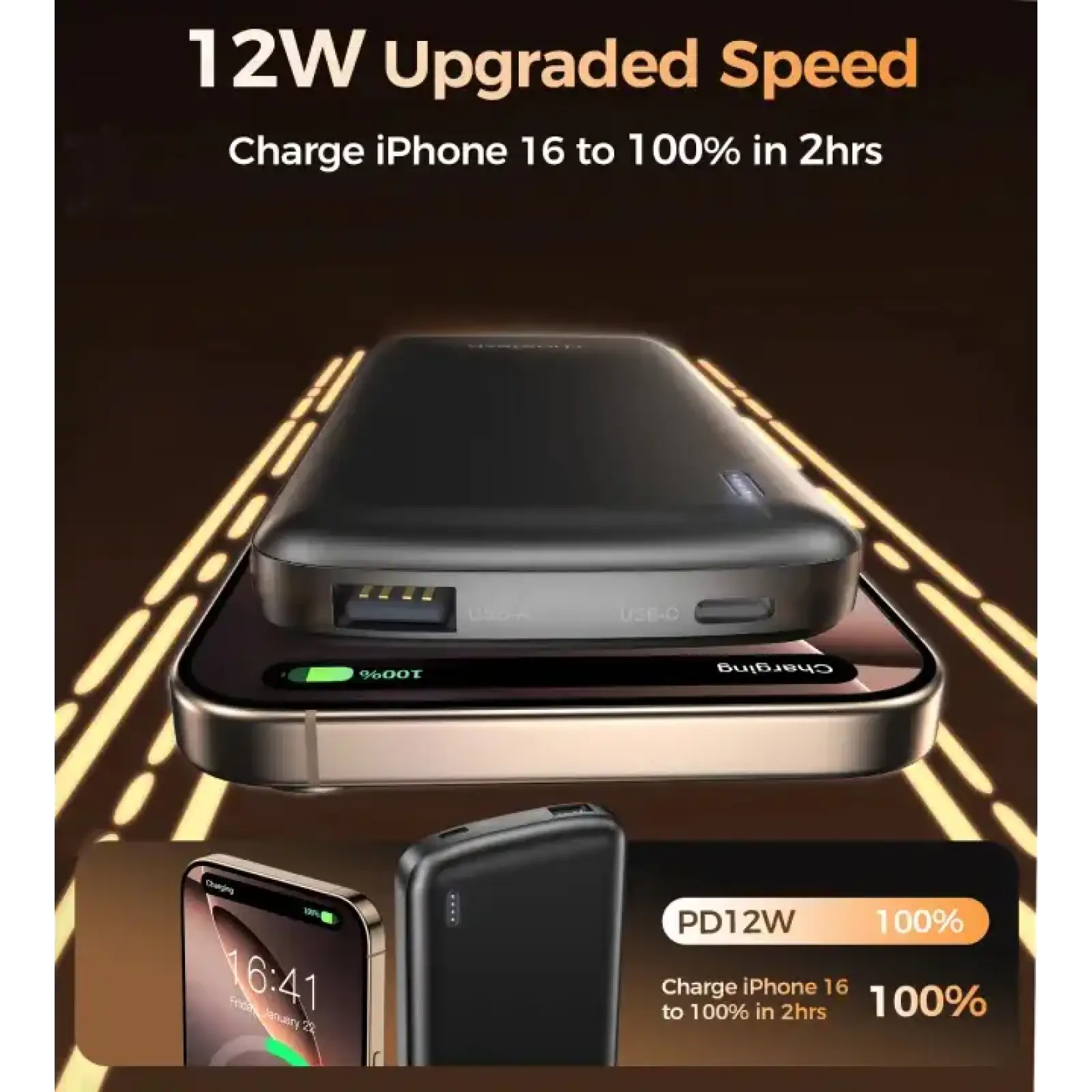 Зовнішній акумулятор Choetech 10000mAh 12W USB-A,USB-C чорна (B850-ACBK) UA