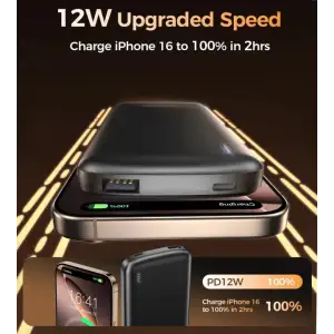 Зовнішній акумулятор Choetech 10000mAh 12W USB-A,USB-C чорна (B850-ACBK) UA