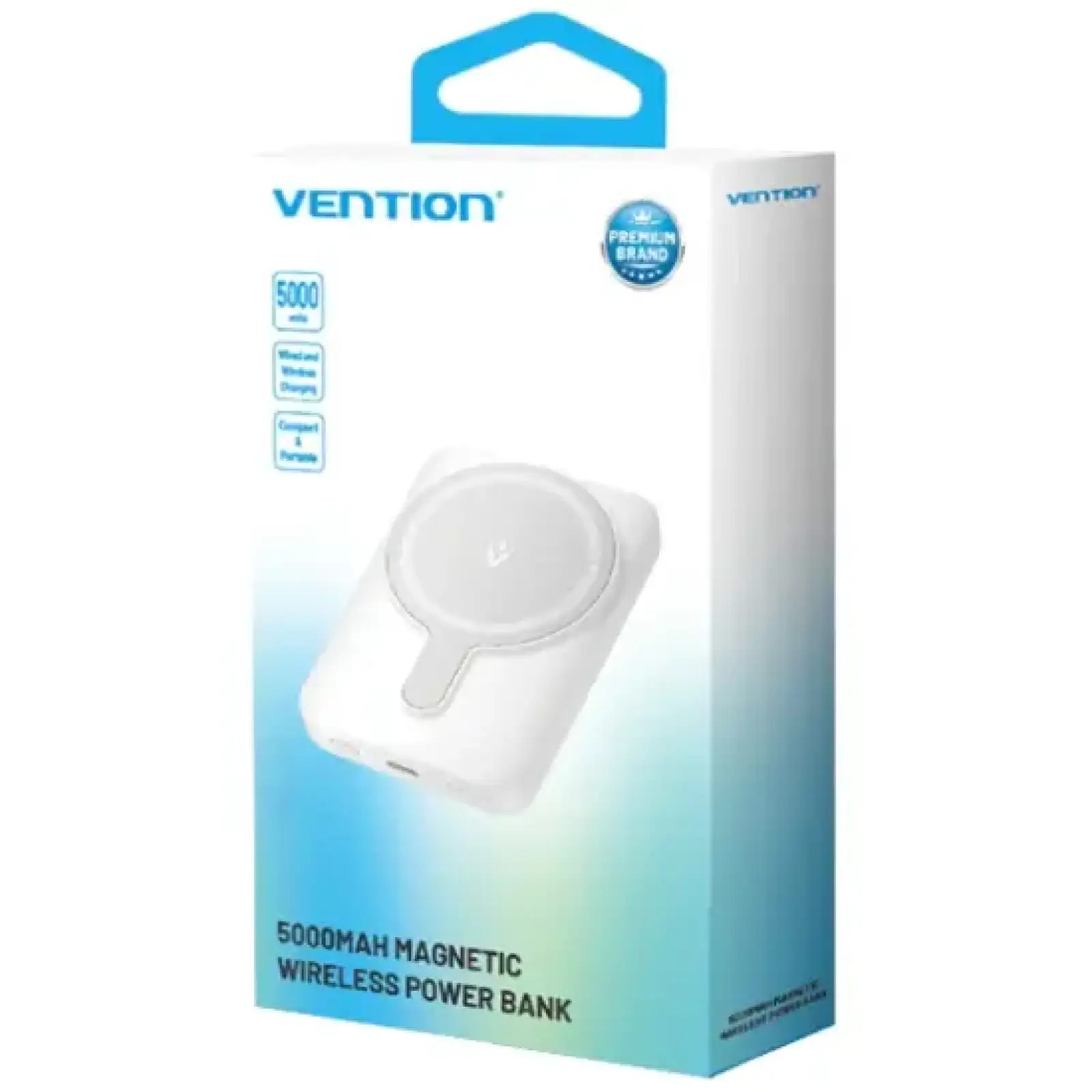 Зовнішній акумулятор Vention Magnetic Wireless 5000mAh 20W 3A, PD USB-C In/Out ,Light Indicator, White (FHSW0) UA