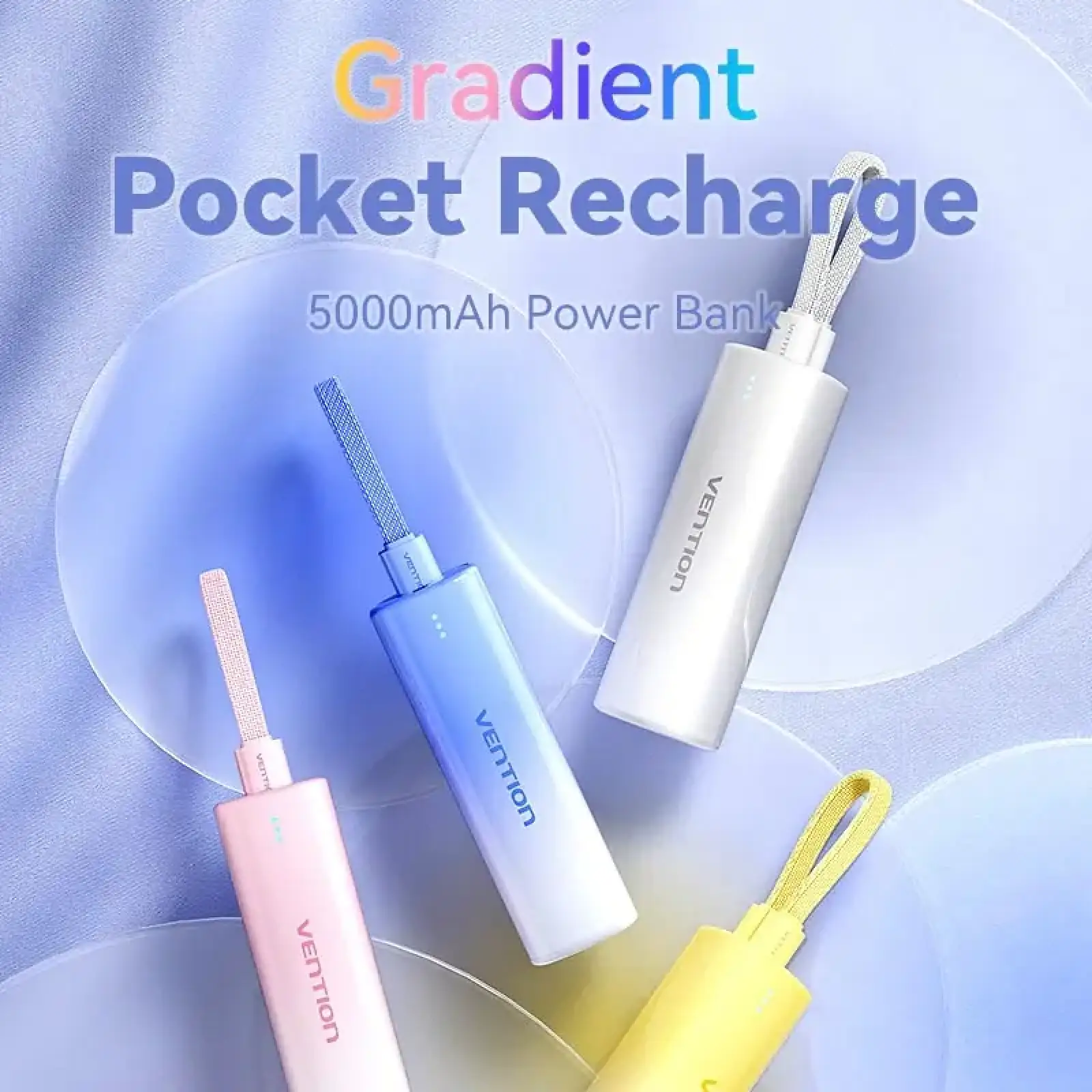Внешний аккумулятор Vention 5000mAh 20W PD, USB-C In/Out, Lightning In/Out, with cable, Gradient Red (FHWR0) UA