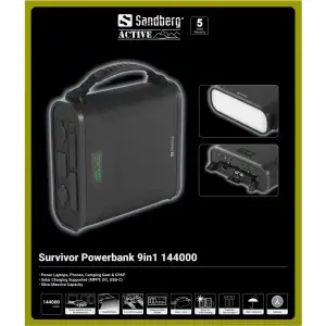 Зовнішній акумулятор Sandberg 144000mAh Survivor 460.8 Вт/год, DC12-24В, 2xUSB-C, 2xUSB-A, 2xCar Lighter, MTTP (421-37) UA