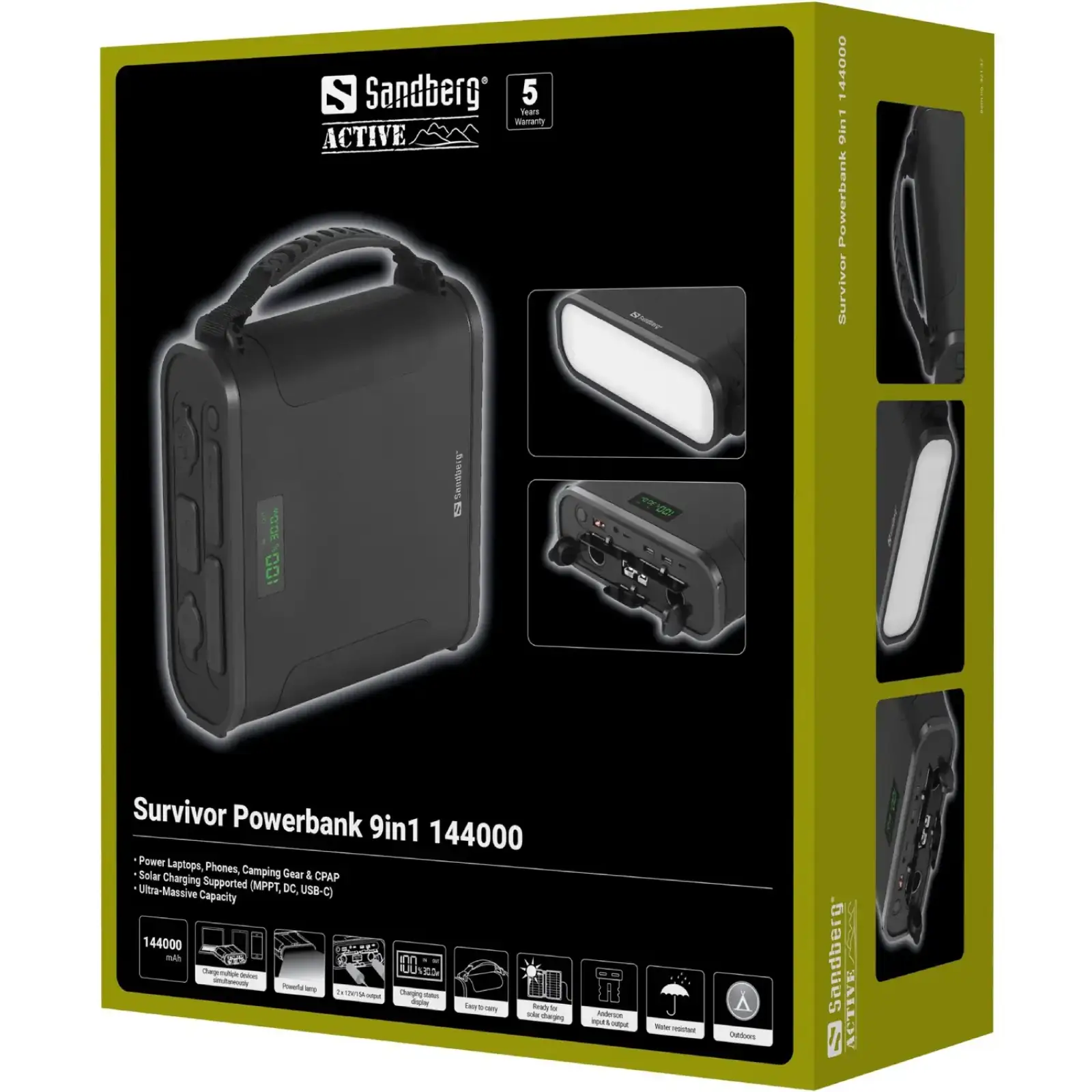 Зовнішній акумулятор Sandberg 144000mAh Survivor 460.8 Вт/год, DC12-24В, 2xUSB-C, 2xUSB-A, 2xCar Lighter, MTTP (421-37) UA