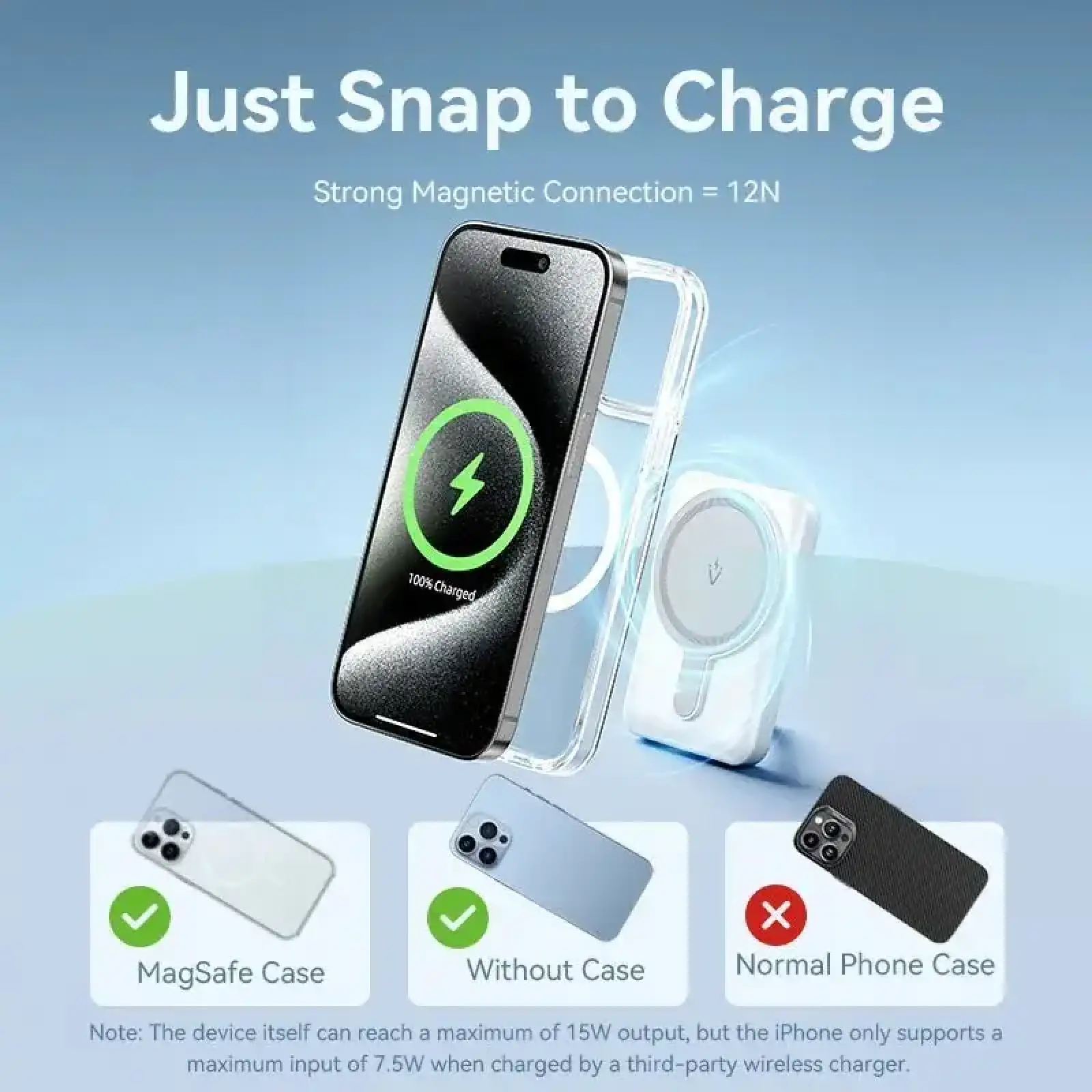 Внешний аккумулятор Vention Magnetic Wireless 5000mAh 20W PD, USB-C In/Out QI-15W Blue (FHSL0) UA