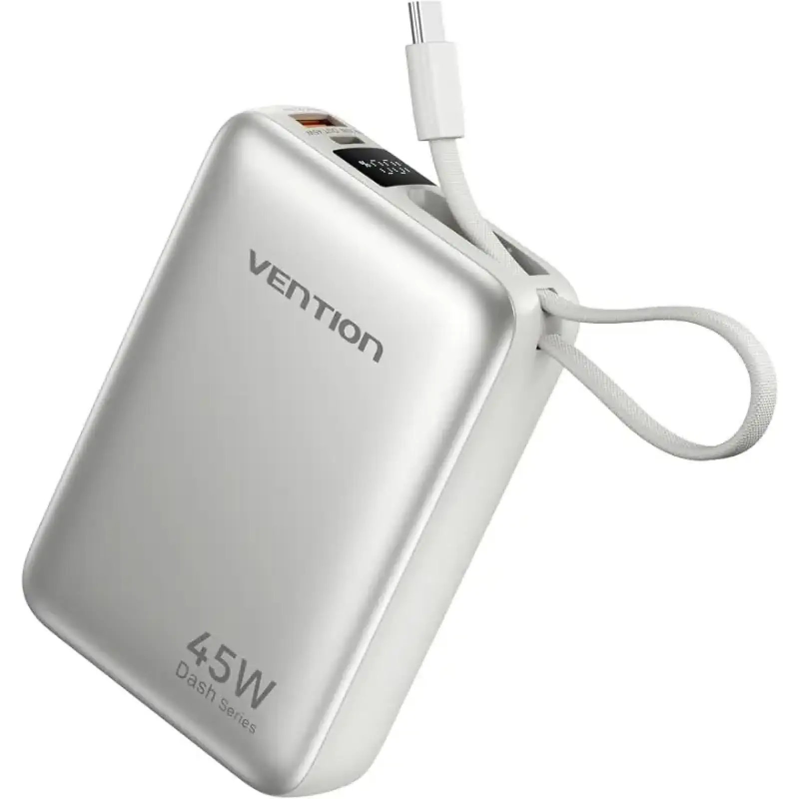 Зовнішній акумулятор Vention 20000mAh 45W PD3.1, USB-A, USB-C In/Out, with Built-in USB-C cable Beige (FHGN0) UA