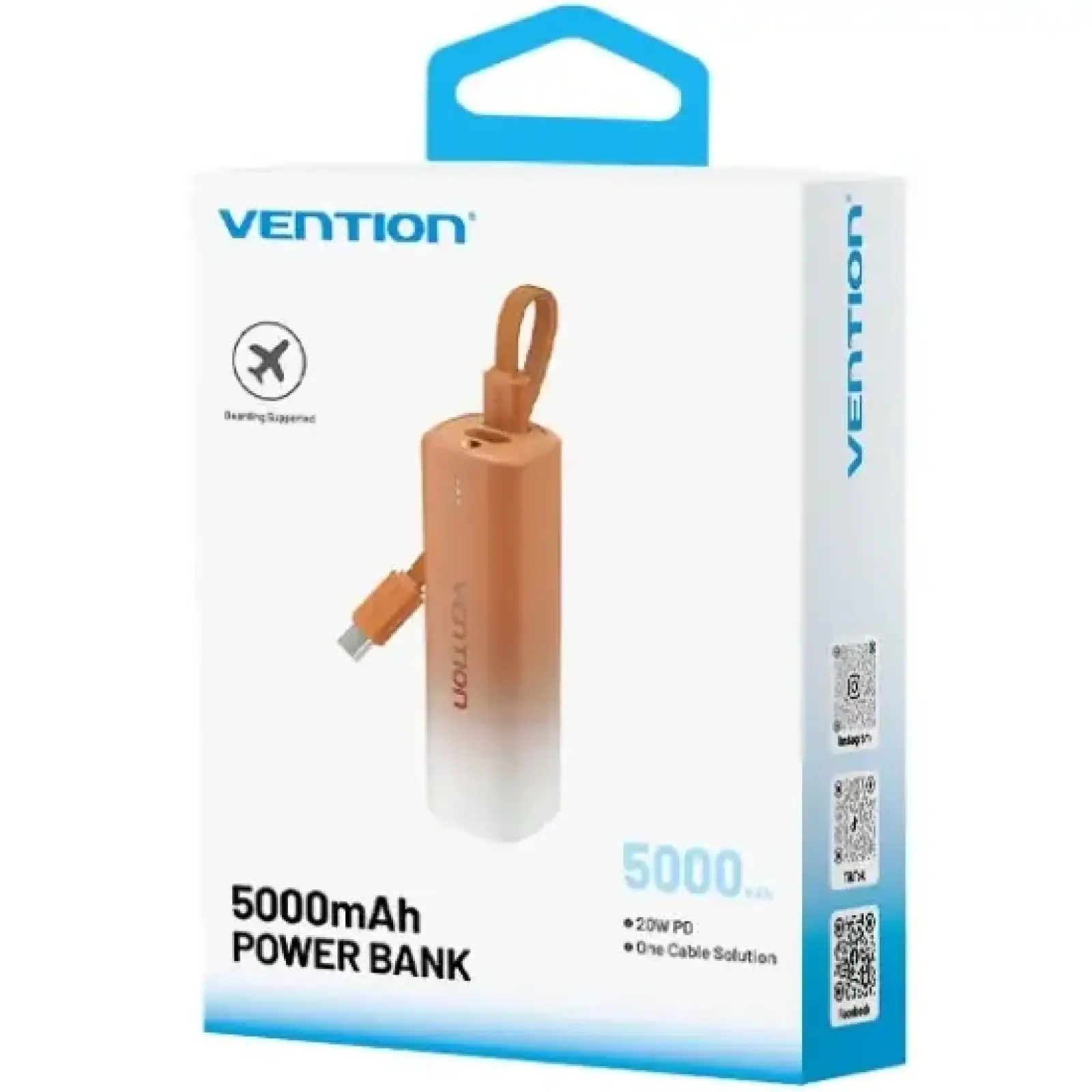 Зовнішній акумулятор Vention 5000mAh 20W PD, USB-C In/Out, Lightning In/Out, with cable, Gold (FHWJ0) UA