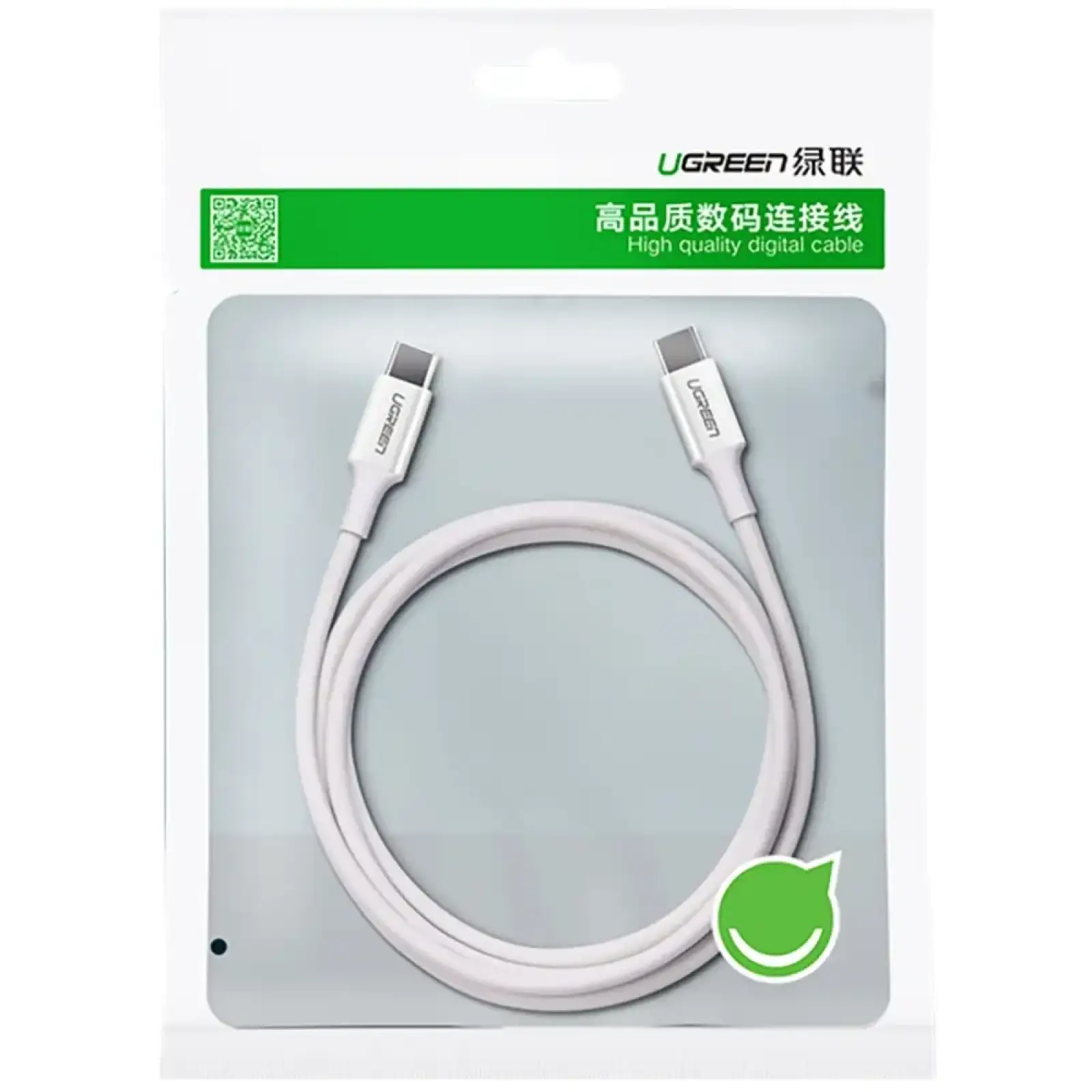 Кабель USB 2.0 Type-C M-M, 1 м, 60W Білий, ABS Cover US264 UGREEN (60518) UA