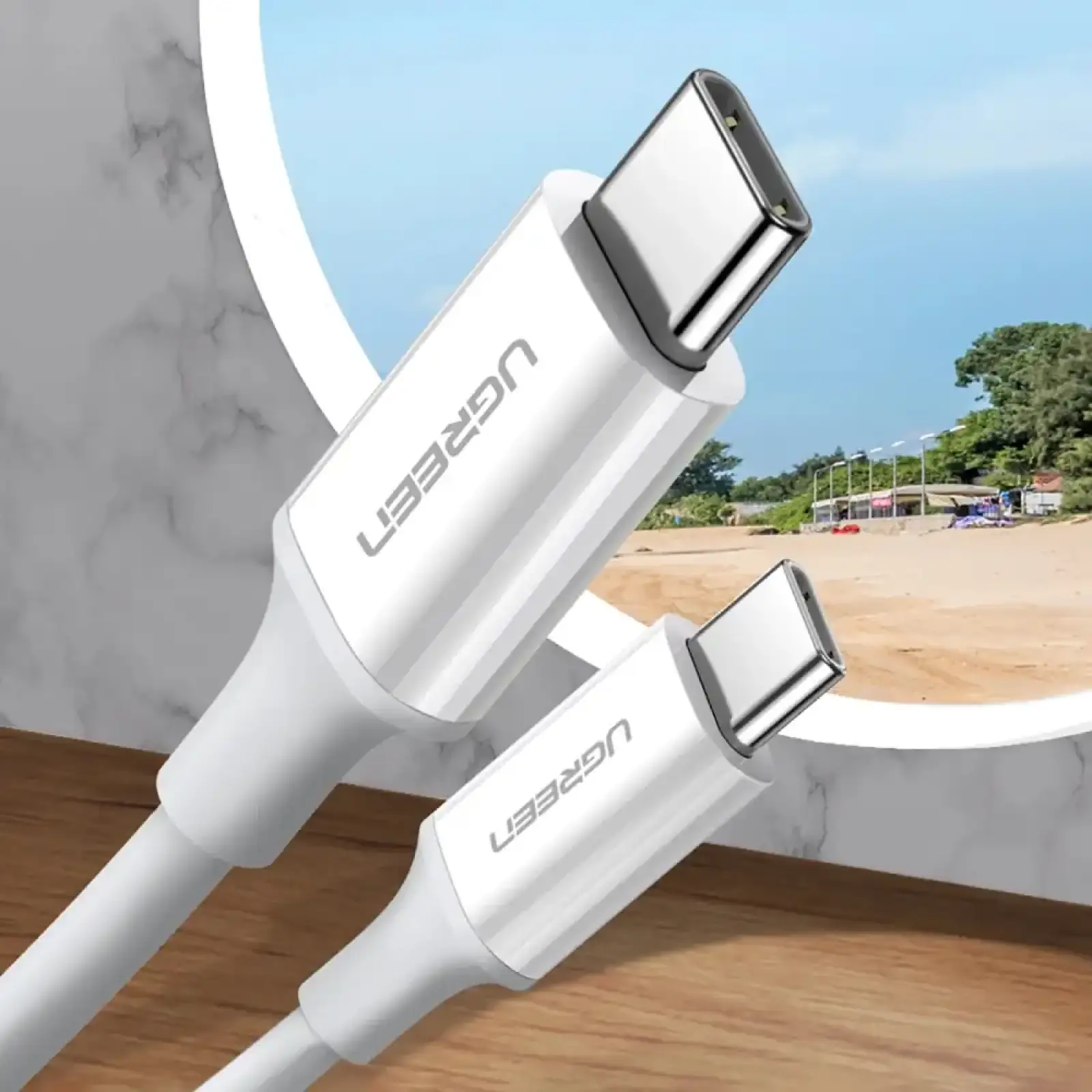 Кабель USB 2.0 Type-C M-M, 1 м, 60W Білий, ABS Cover US264 UGREEN (60518) UA