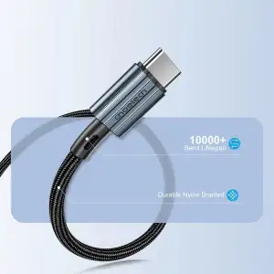 Кабель USB 2.0 Type-C M-M, 1,2 м, 60W обплетення, чорний Choetech (XCC-1014) UA