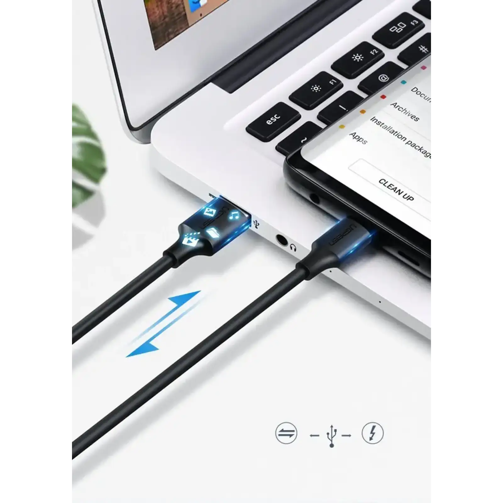 Кабель USB 2.0 AM-Type-C M, 2 м, 60W Nickel Plating Чорний, US287 UGREEN (60118) UA