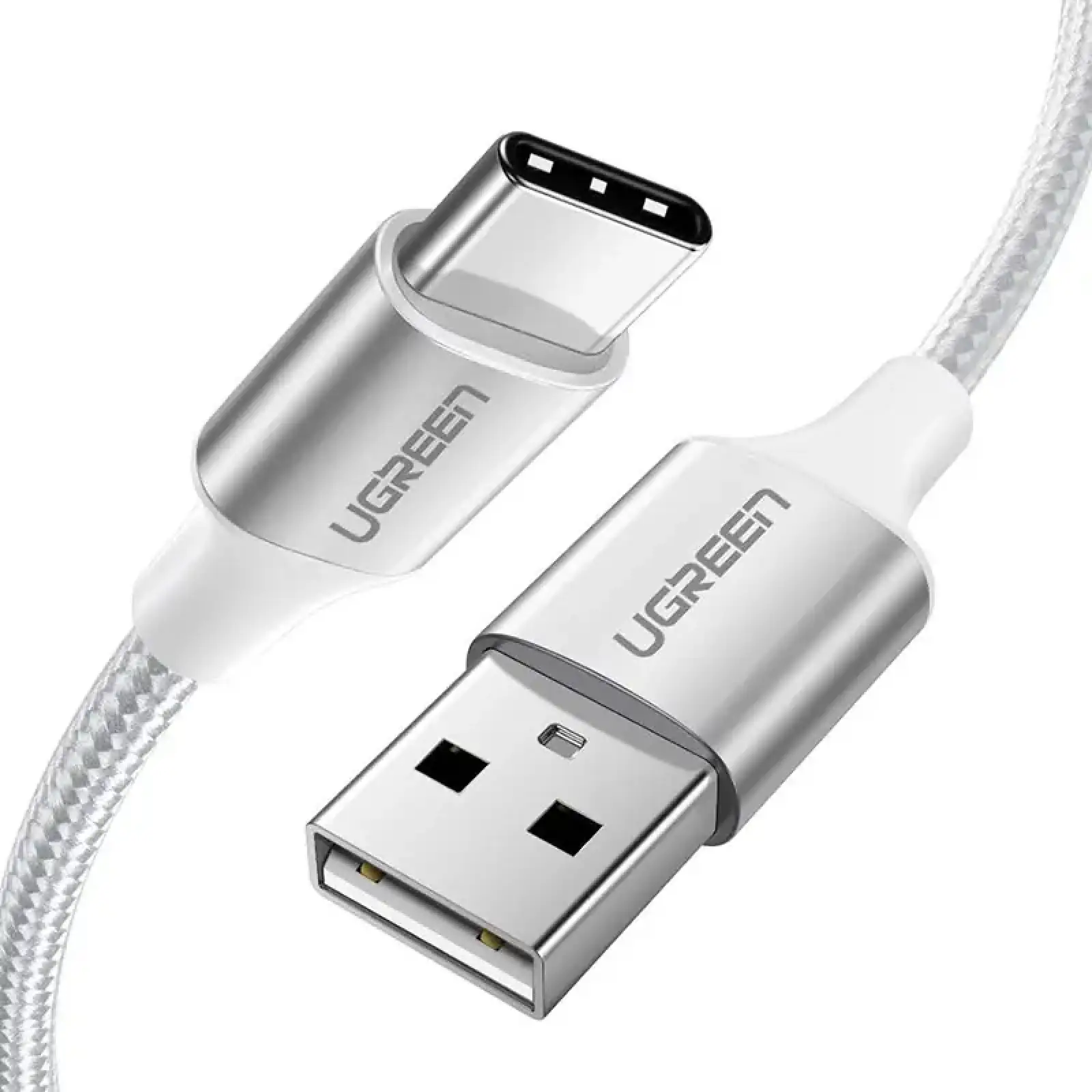 Кабель USB 2.0 AM-Type-C M, 2 м, 60W Nickel Plating Aluminum Braid Білий, US288 UGREEN (60133) UA