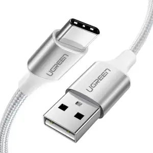 Кабель USB 2.0 AM-Type-C M, 2 м, 60W Nickel Plating Aluminum Braid Білий, US288 UGREEN (60133) UA