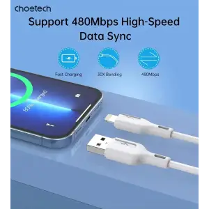Кабель USB 2.0 AM-Lightning M, 1.0м, білий, Choetech (XAL-0003-WH-V2) UA