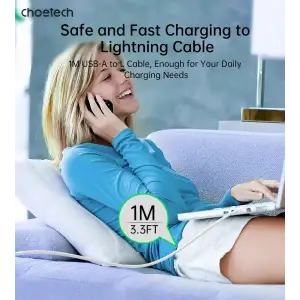 Кабель USB 2.0 AM-Lightning M, 1.0м, білий, Choetech (XAL-0003-WH-V2) UA