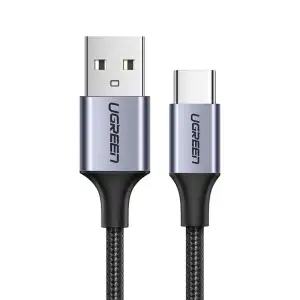 Кабель USB 2.0 AM-Type-C M, 1.5 м, 60W Nickel Plating Aluminum Braid Чорний, US288 UGREEN (60127) UA