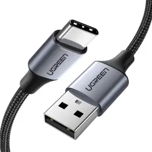 Кабель USB 2.0 AM-Type-C M, 1.5 м, 60W Nickel Plating Aluminum Braid Чорний, US288 UGREEN (60127) UA