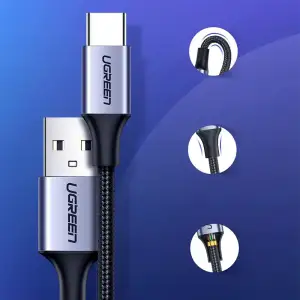Кабель USB 2.0 AM-Type-C M, 1.5 м, 60W Nickel Plating Aluminum Braid Чорний, US288 UGREEN (60127) UA
