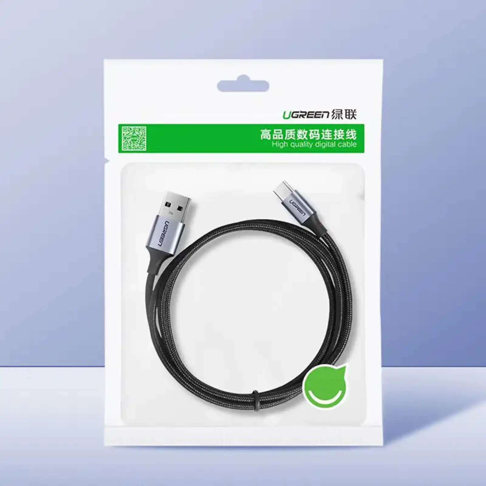Кабель USB 2.0 AM-Type-C M, 1.5 м, 60W Nickel Plating Aluminum Braid Чорний, US288 UGREEN (60127) UA