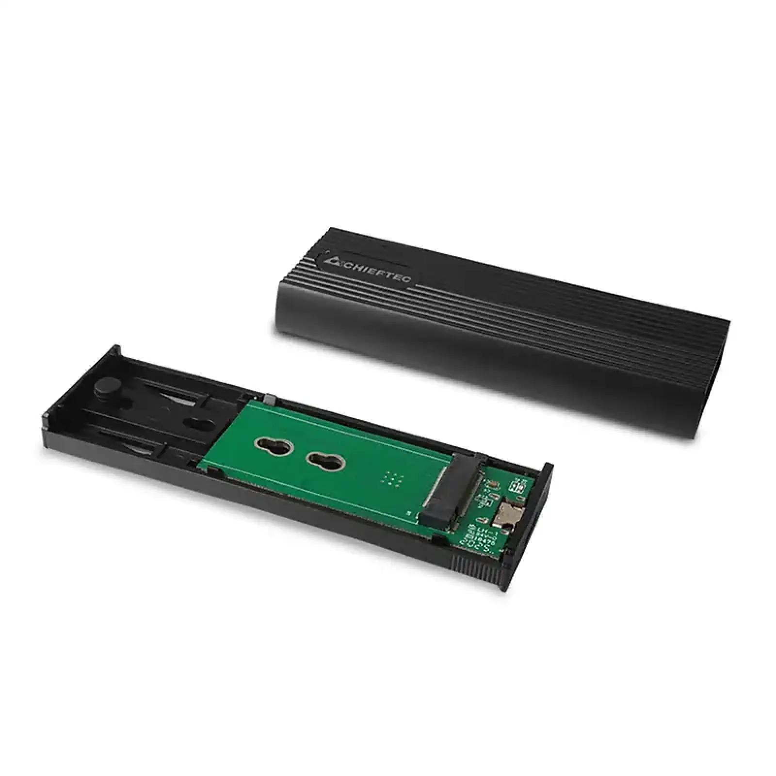 Корпус для M.2 NVME/SATA SSD CHIEFTEC CEB-M2C-TL, aluminium,USB 3.2 Gen2 Type-C, Black, RETAIL UA