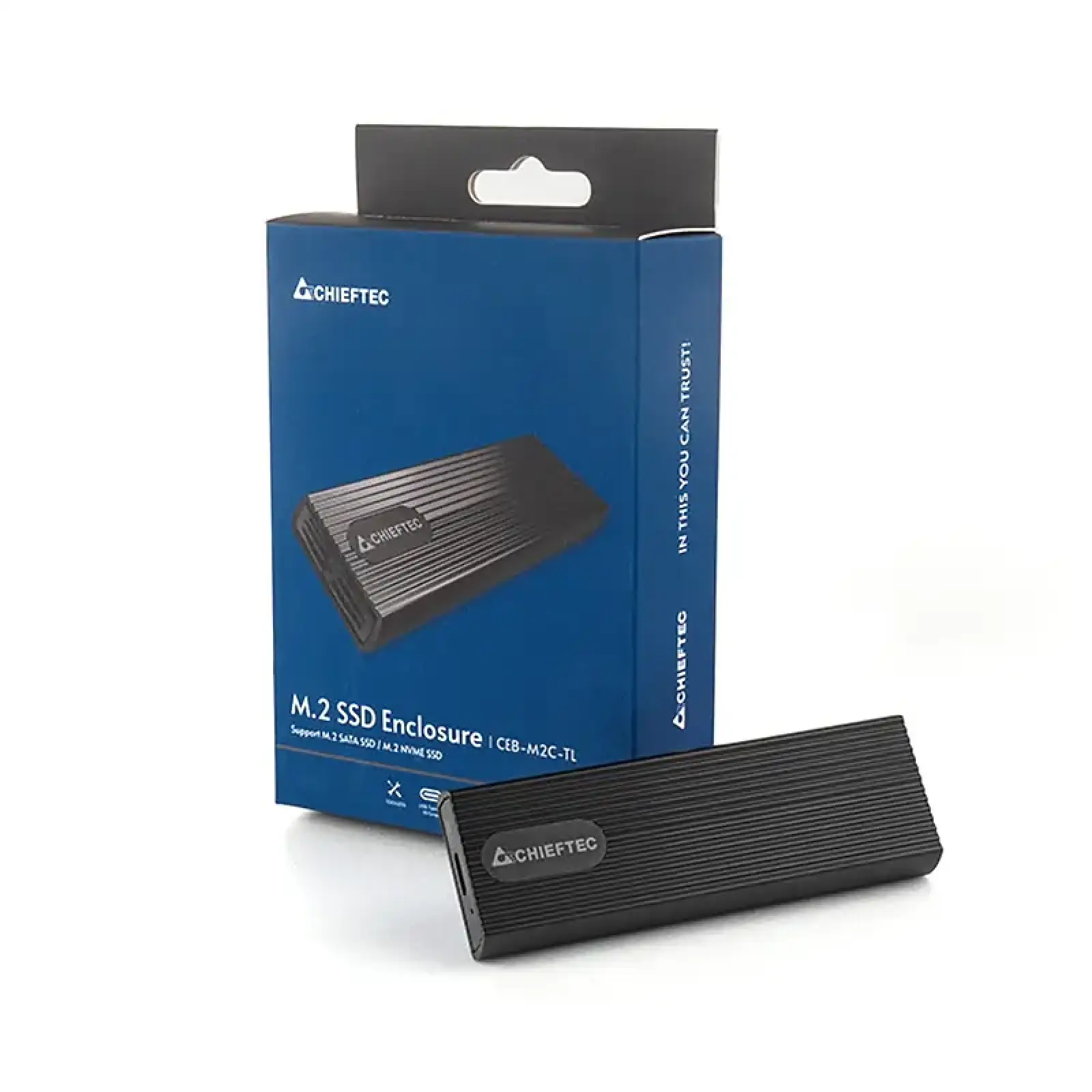 Корпус для M.2 NVME/SATA SSD CHIEFTEC CEB-M2C-TL, aluminium,USB 3.2 Gen2 Type-C, Black, RETAIL UA