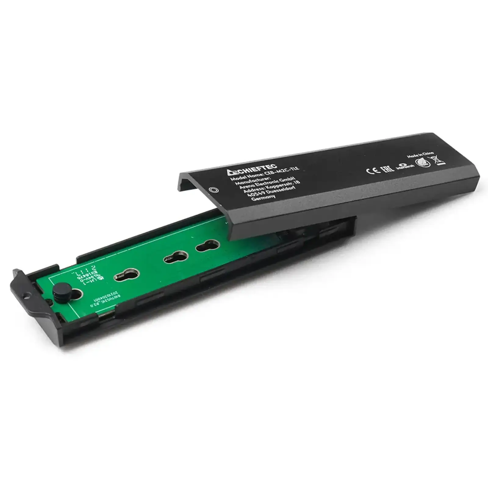 Корпус для M.2 NVME/SATA SSD CHIEFTEC CEB-M2C-TLE, aluminium,USB 3.2 Gen2 Type-C, Black, RETAIL UA