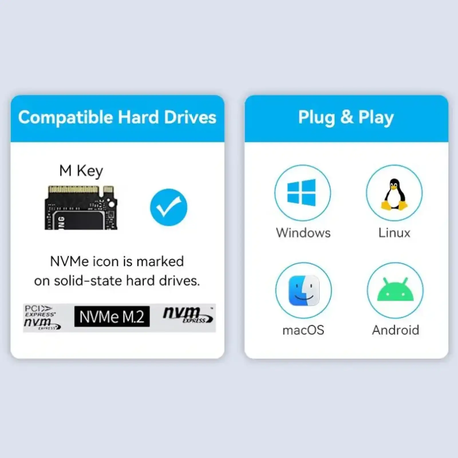 Зовнішня кишеня для SSD M.2 (NVME) M-key USB Type-C 3.2 10Gbps Heat Sink Aluminum сіра Vention (KPKH0) UA