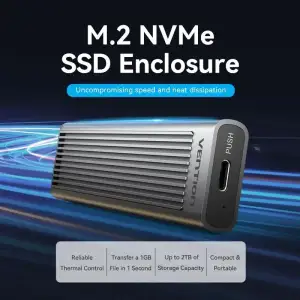 Зовнішня кишеня для SSD M.2 (NVME) M-key USB Type-C 3.2 10Gbps Heat Sink Aluminum сіра Vention (KPKH0) UA