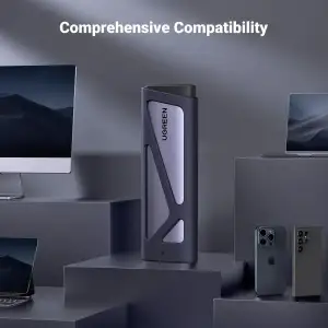 Зовнішня кишеня Ugreen CM767 USB 3.2 Gen 2 NVMe/SATA 10 Гбіт/с UASP TRIM до 8 ТБ Сіра (15813) UA